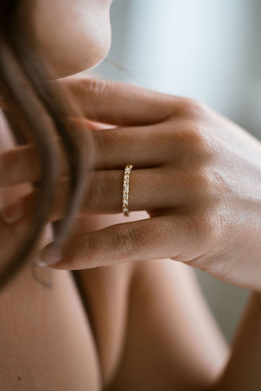 0.25 TCW Round Shaped Half Eternity Lab Grown Diamond Wedding Band