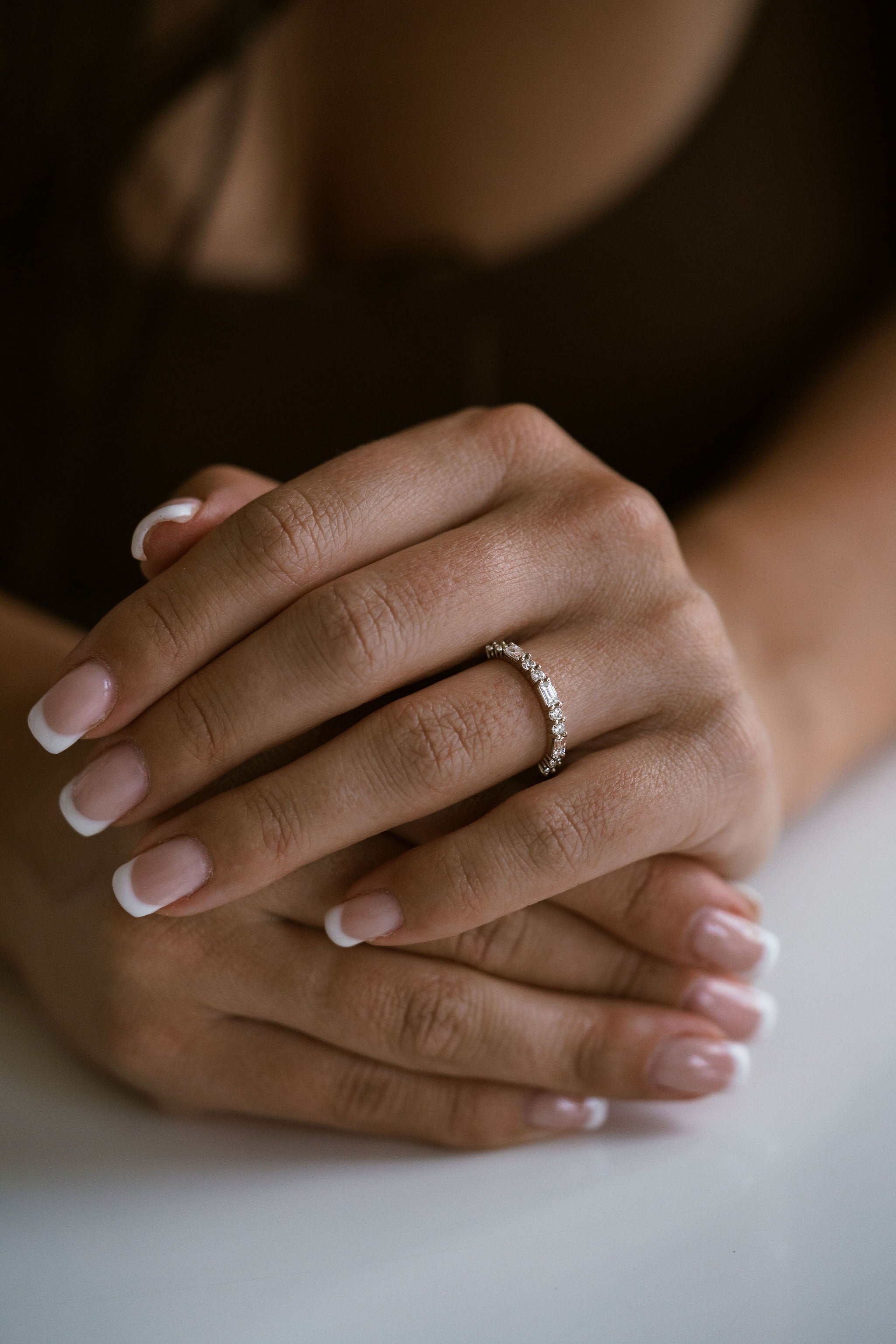 0.25 TCW Round Shaped Half Eternity Lab Grown Diamond Wedding Band