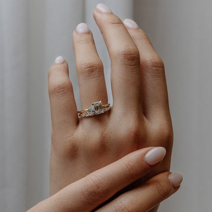 1.47 TCW Emerald & Pear Toi Et Moi Lab Grown Diamond Engagement Ring