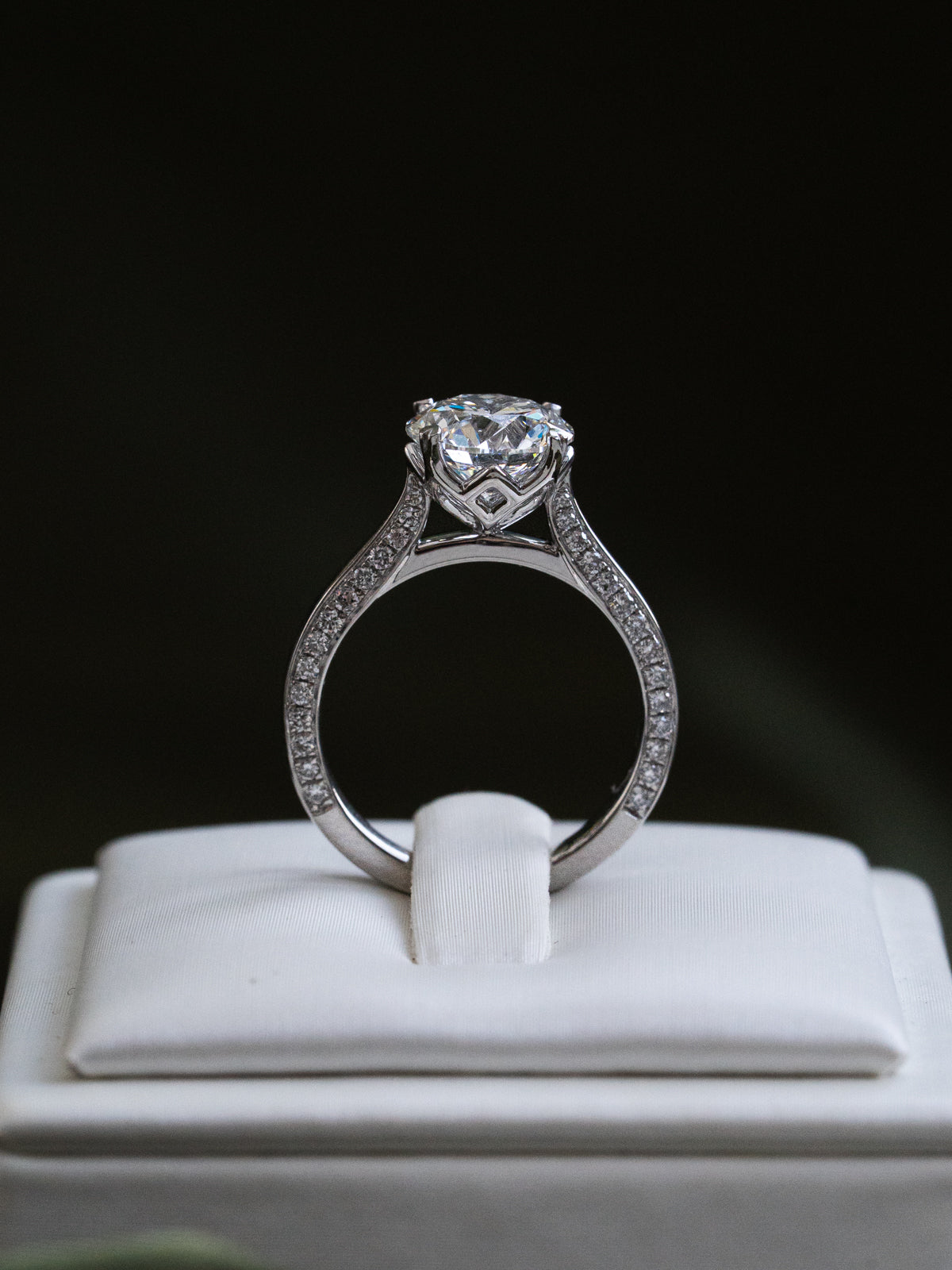 Marquise Shaped Three Stone Lab Grown Diamond Engagement Ring