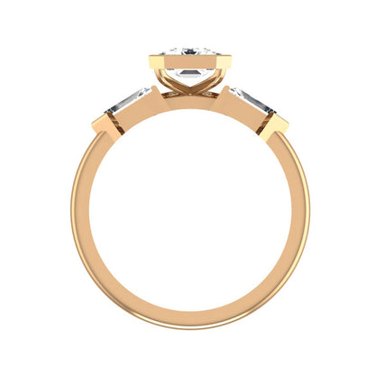 Marquise Shaped Three Stone Lab Grown Diamond Engagement Ring