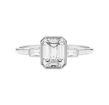 Marquise Shaped Three Stone Lab Grown Diamond Engagement Ring