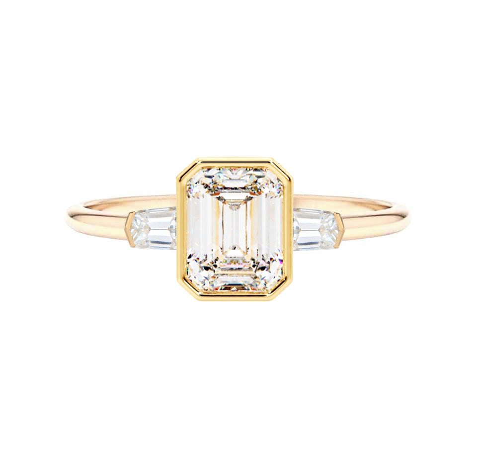 Marquise Shaped Three Stone Lab Grown Diamond Engagement Ring