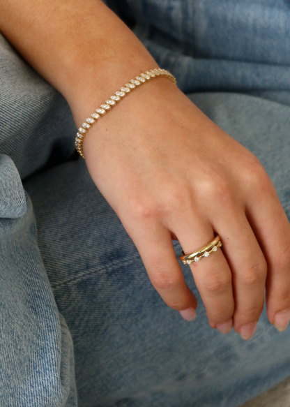 0.25 TCW Round Shaped Half Eternity Lab Grown Diamond Wedding Band