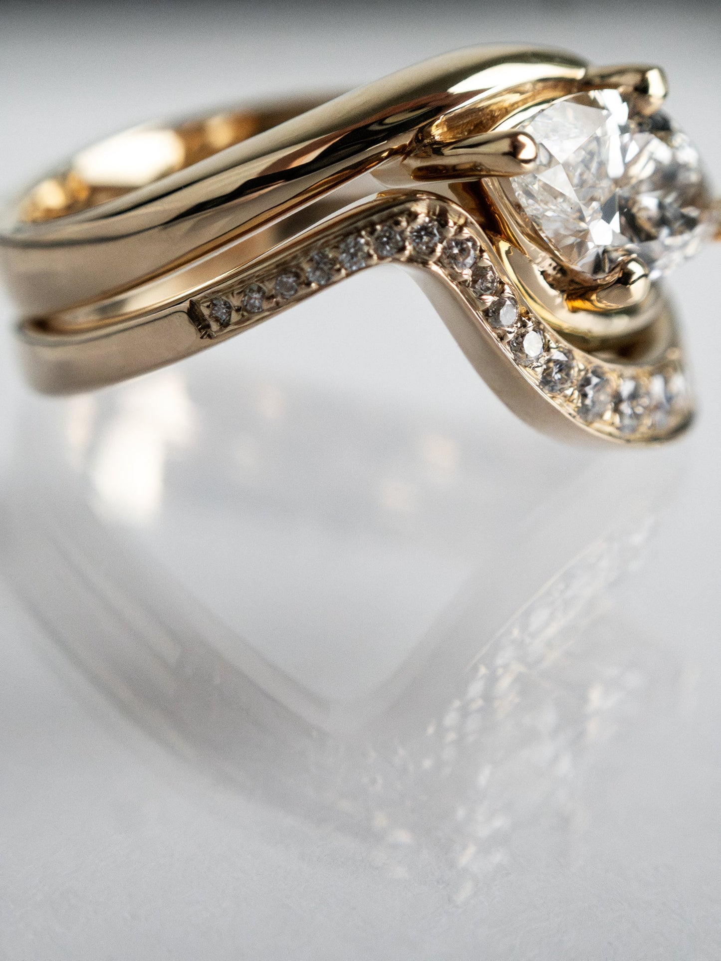 1 CT Marquise Cut Solitaire Lab Grown Diamond Ring With Wrap Bold Pave Band