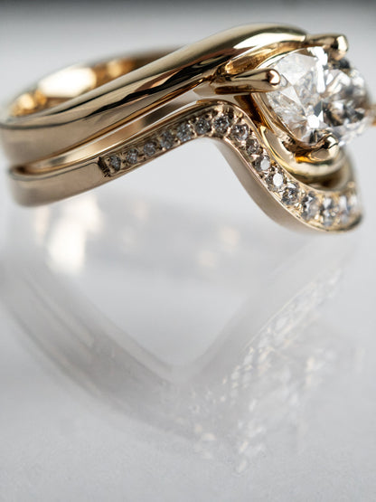 1 CT Marquise Cut Solitaire Lab Grown Diamond Ring With Wrap Bold Pave Band