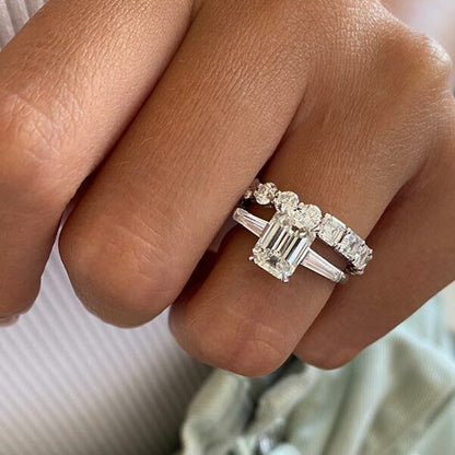 2.0 TCW Asscher and Round Cut Alternative Style Wedding Band (US Size 9 Ready To Ship)