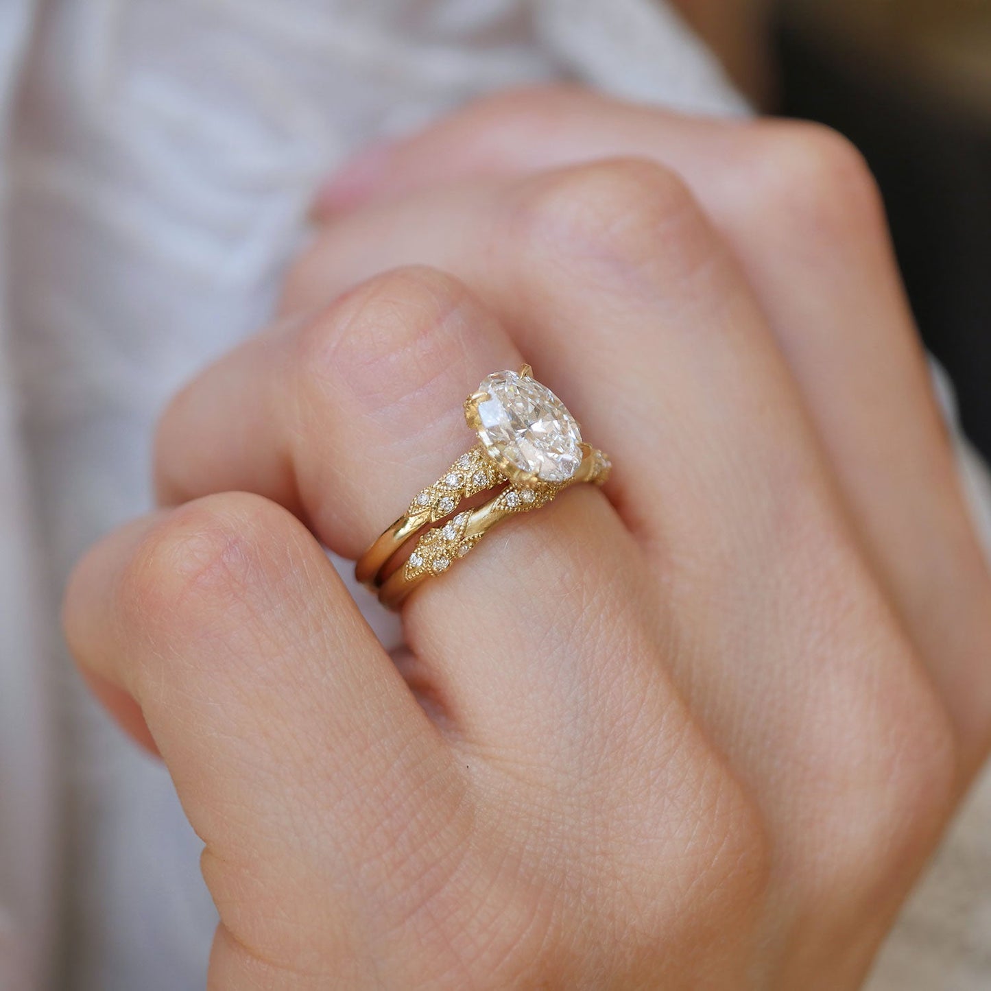 Marquise Shaped Three Stone Lab Grown Diamond Engagement Ring