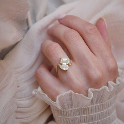 Marquise Shaped Three Stone Lab Grown Diamond Engagement Ring