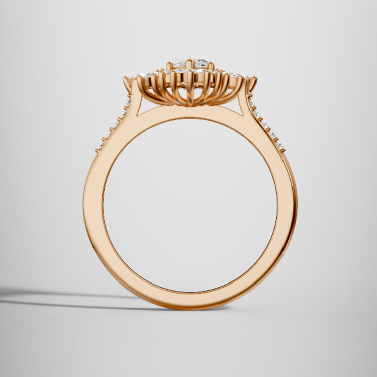 Marquise Shaped Three Stone Lab Grown Diamond Engagement Ring