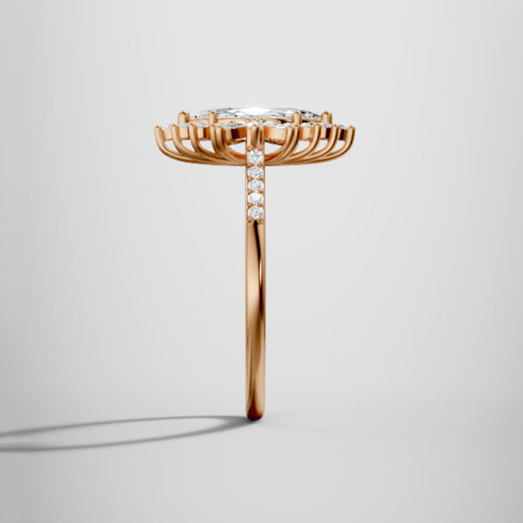 Marquise Shaped Three Stone Lab Grown Diamond Engagement Ring