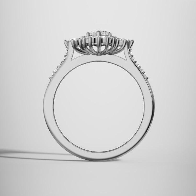 Marquise Shaped Three Stone Lab Grown Diamond Engagement Ring