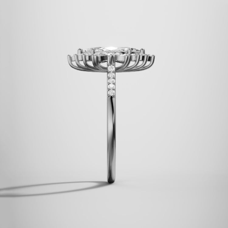 Marquise Shaped Three Stone Lab Grown Diamond Engagement Ring