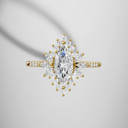 Marquise Shaped Three Stone Lab Grown Diamond Engagement Ring