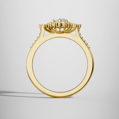 Marquise Shaped Three Stone Lab Grown Diamond Engagement Ring