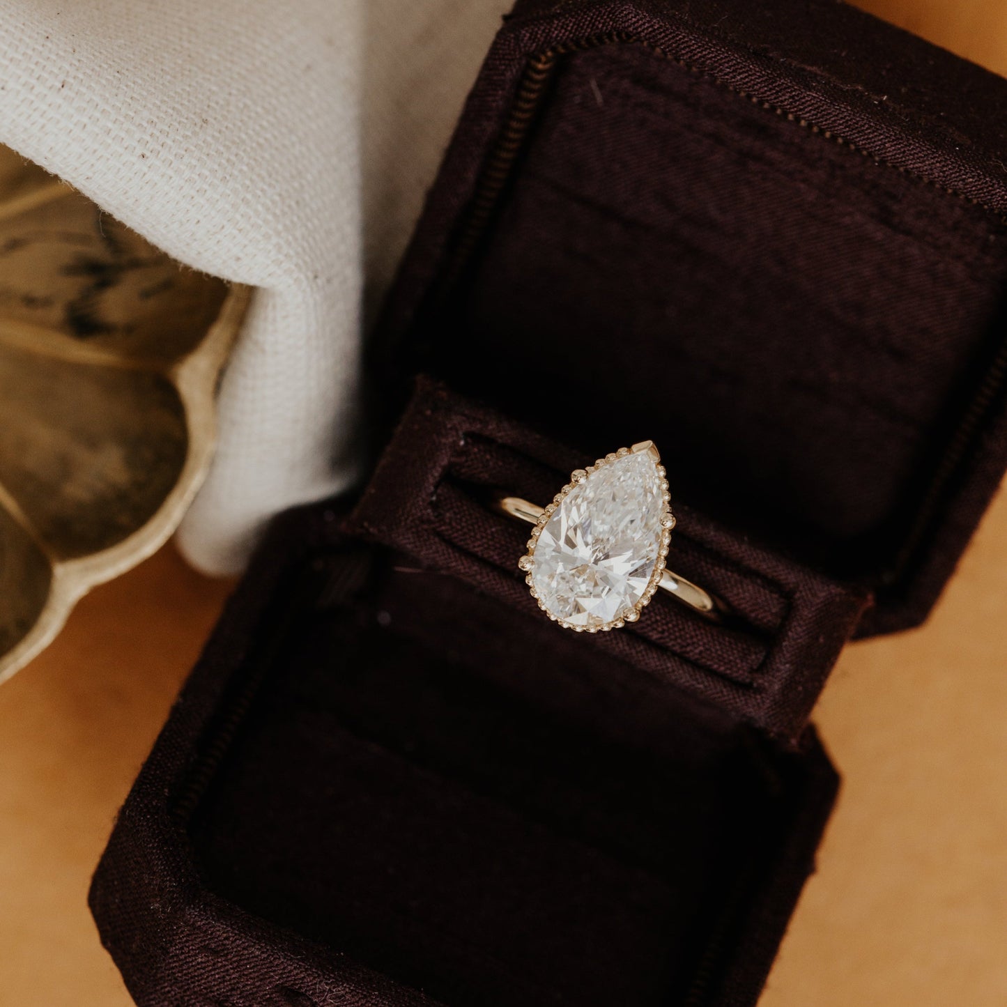 Marquise Shaped Three Stone Lab Grown Diamond Engagement Ring