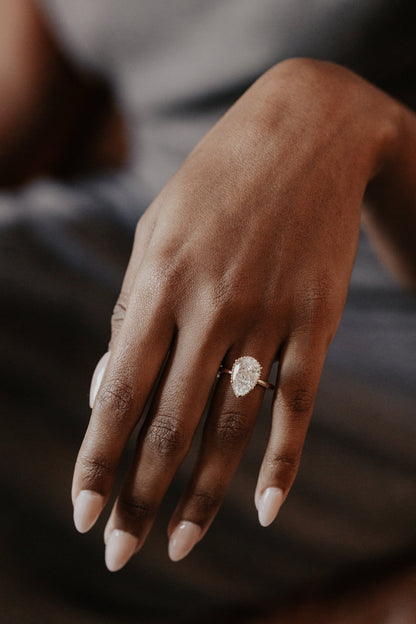 Marquise Shaped Three Stone Lab Grown Diamond Engagement Ring