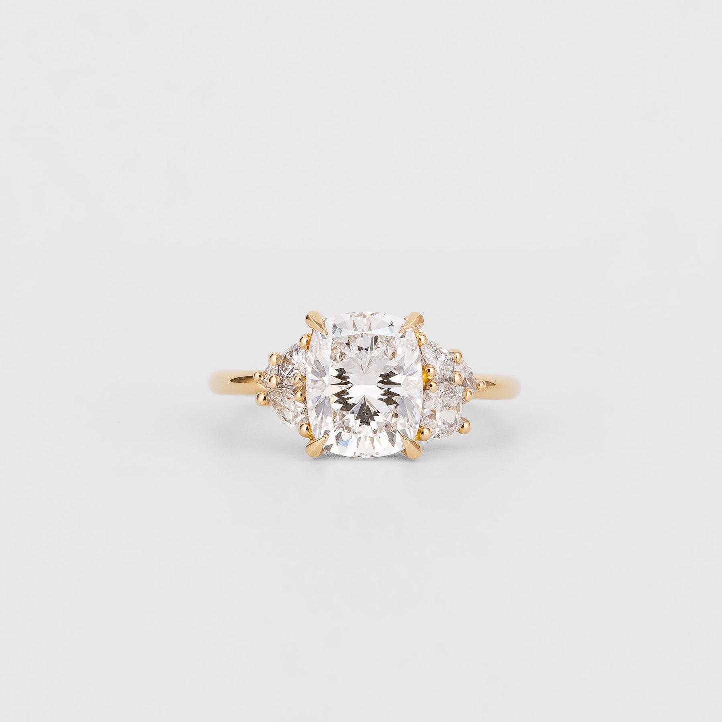 2.51 CT Cushion Cut Cluster Lab Grown Diamond Engagement Ring