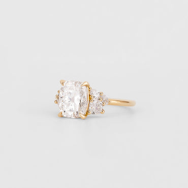 2.51 CT Cushion Cut Cluster Lab Grown Diamond Engagement Ring