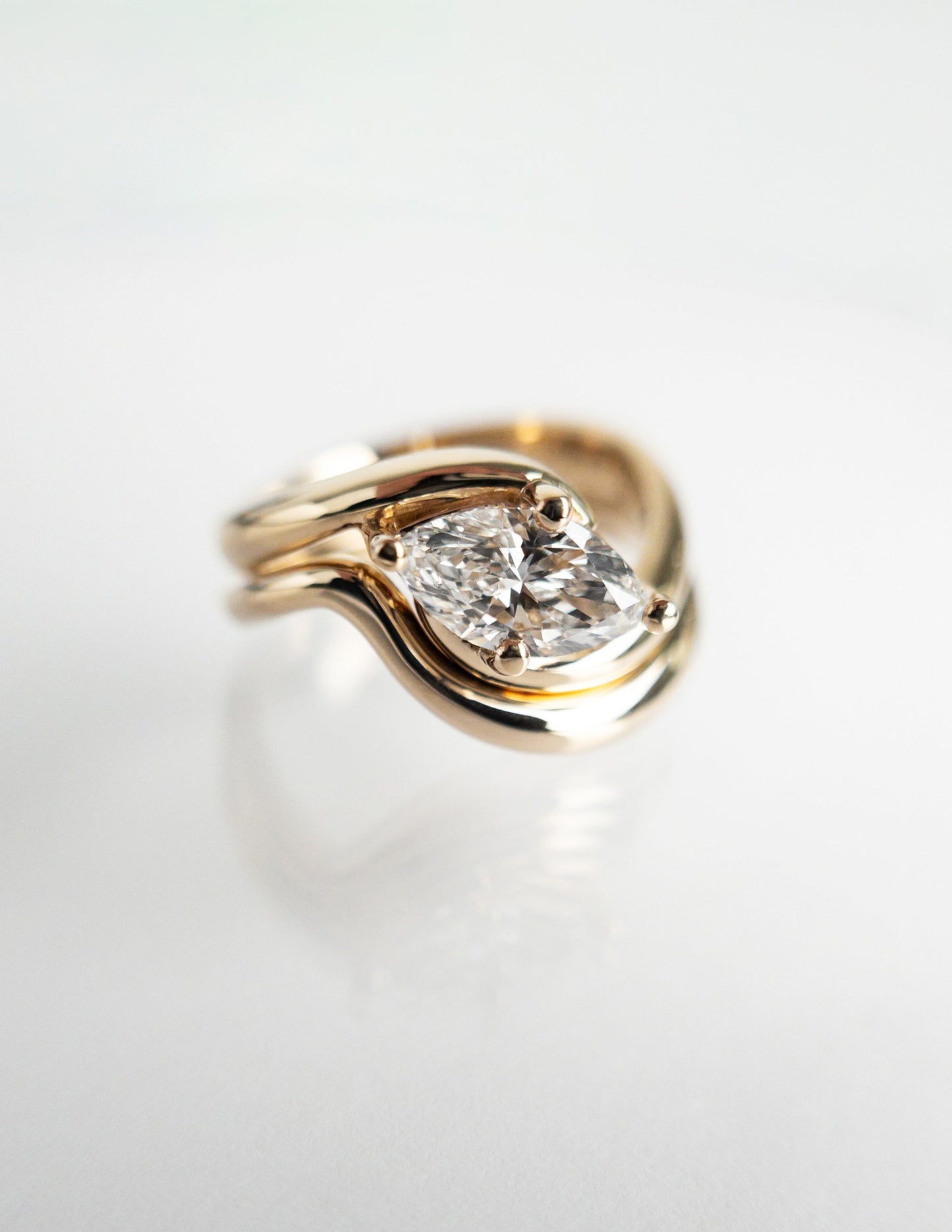 1 CT Marquise Cut Solitaire Lab Grown Diamond Ring With Wrap Classic Plain Band