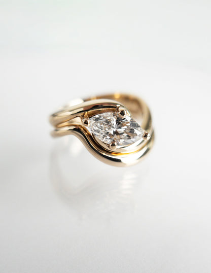 1 CT Marquise Cut Solitaire Lab Grown Diamond Ring With Wrap Classic Plain Band