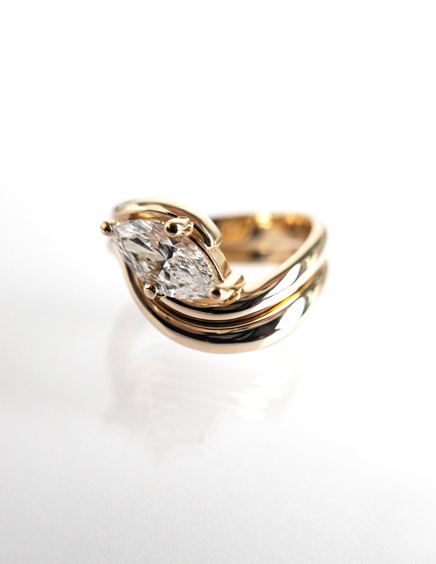 1 CT Marquise Cut Solitaire Lab Grown Diamond Ring With Wrap Classic Plain Band