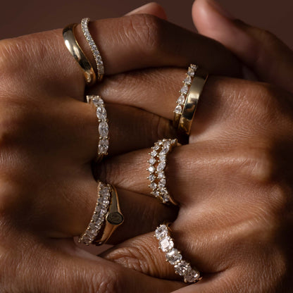 0.25 TCW Round Shaped Half Eternity Lab Grown Diamond Wedding Band