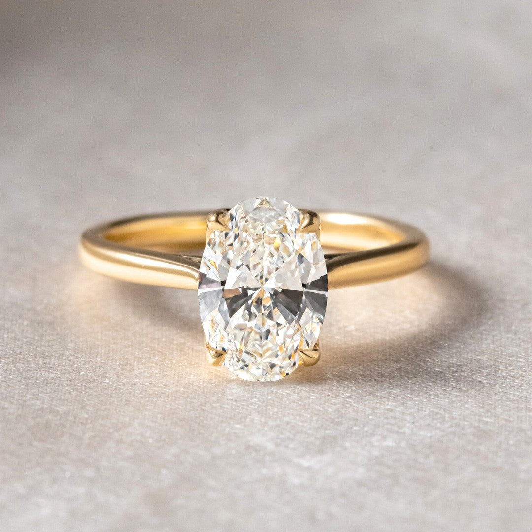 Marquise Shaped Three Stone Lab Grown Diamond Engagement Ring