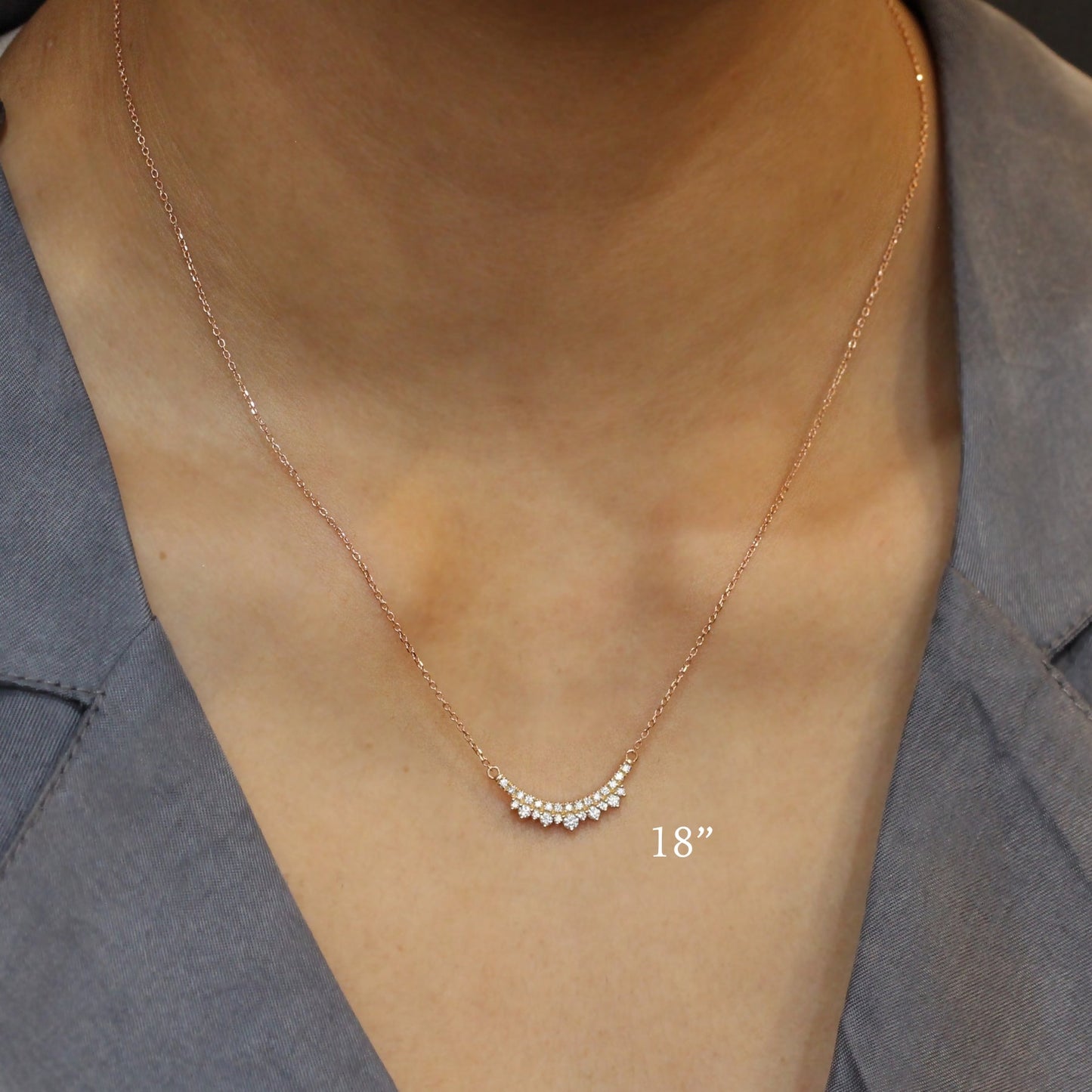 0.35 CT Crowned Round Lab Grown Diamond Necklace in Solid Gold