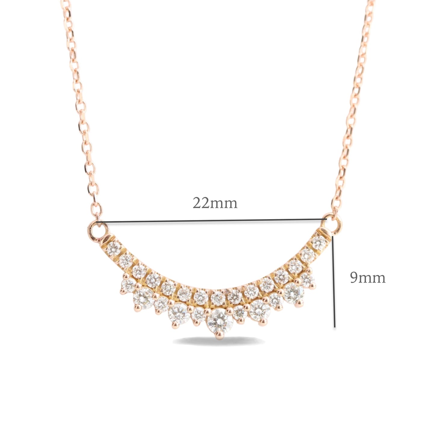 0.35 CT Crowned Round Lab Grown Diamond Necklace in Solid Gold