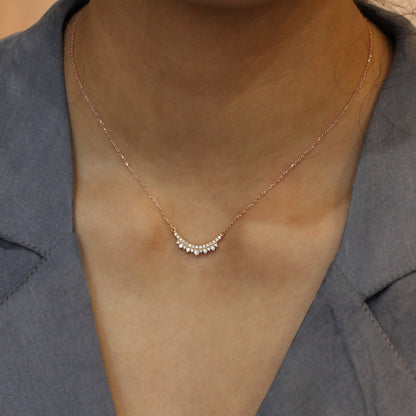 0.35 CT Crowned Round Lab Grown Diamond Necklace in Solid Gold