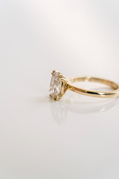 Marquise Shaped Three Stone Lab Grown Diamond Engagement Ring