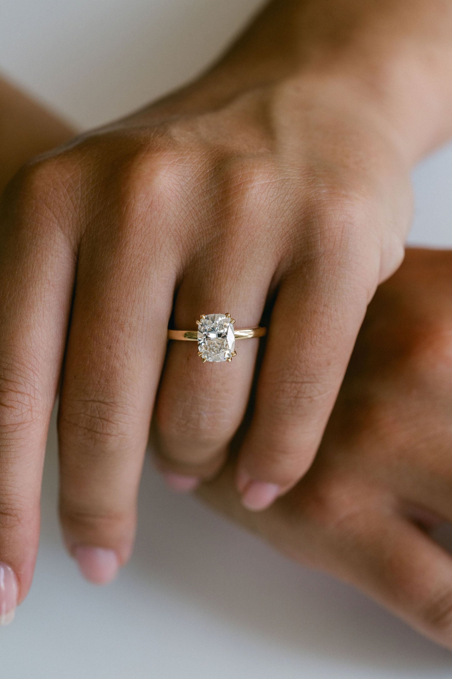 Marquise Shaped Three Stone Lab Grown Diamond Engagement Ring