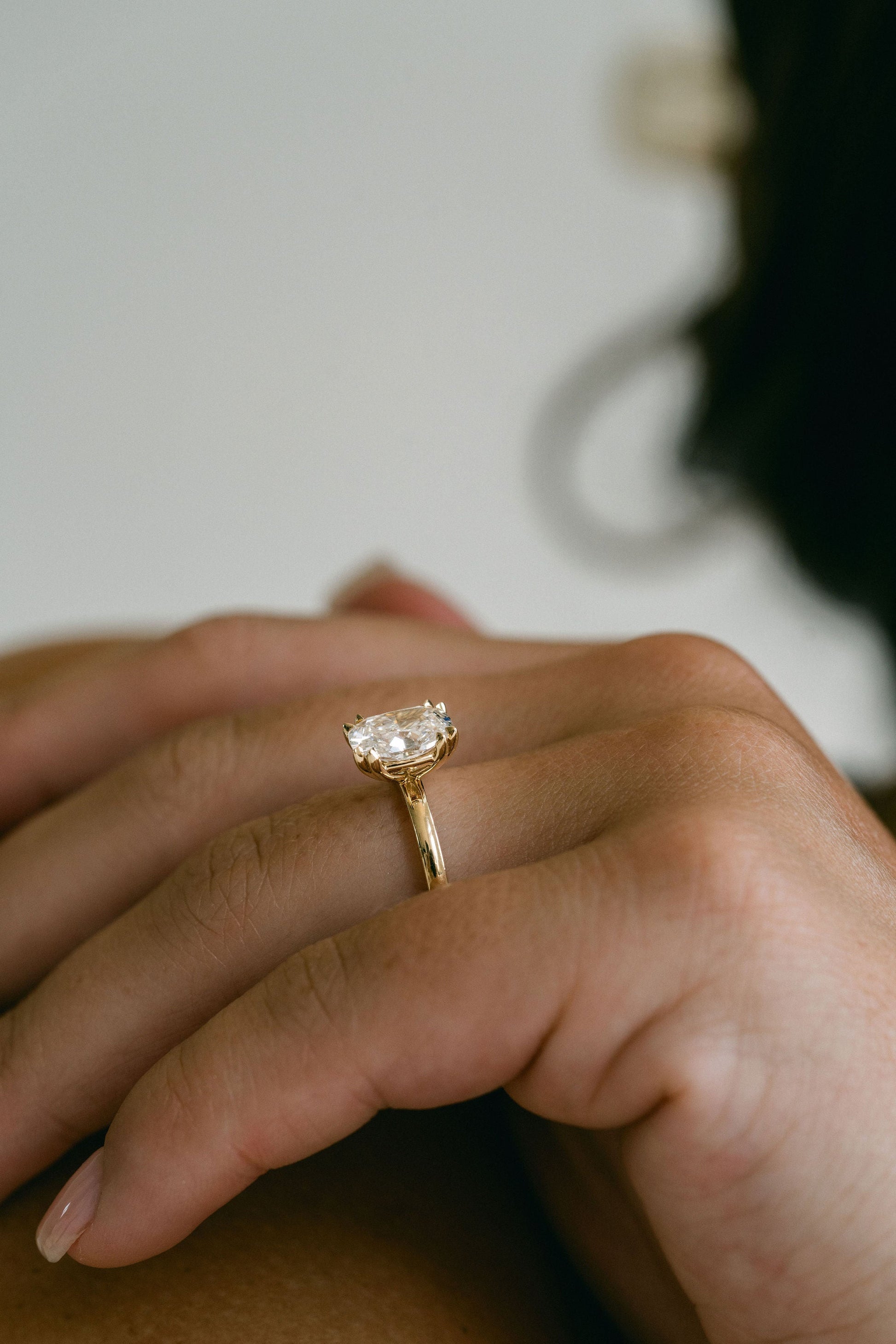 Marquise Shaped Three Stone Lab Grown Diamond Engagement Ring