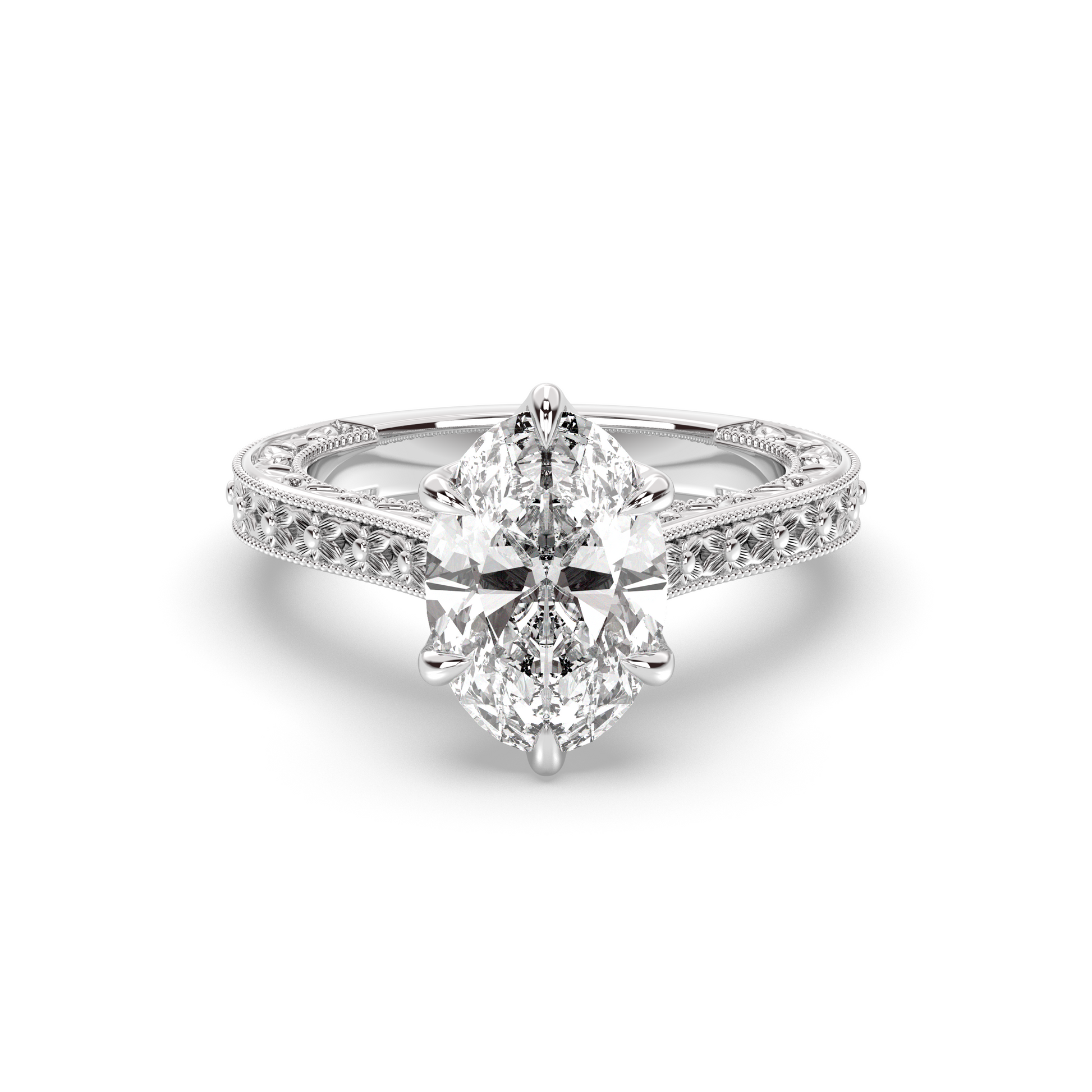 Marquise Shaped Three Stone Lab Grown Diamond Engagement Ring