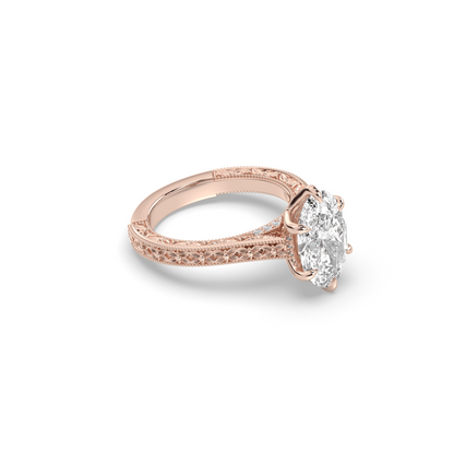 Marquise Shaped Three Stone Lab Grown Diamond Engagement Ring