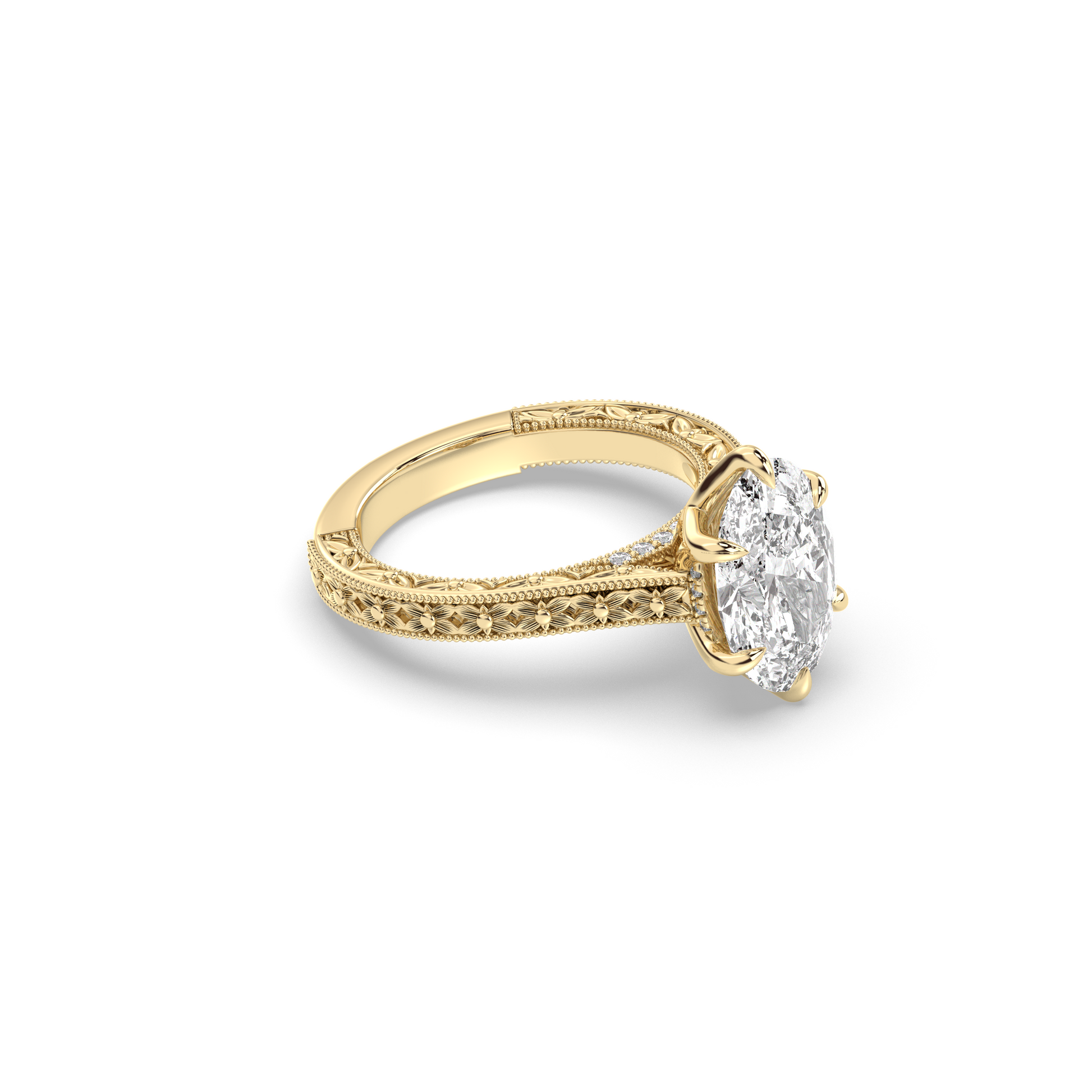Marquise Shaped Three Stone Lab Grown Diamond Engagement Ring