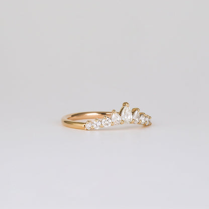 0.38 TCW Pear & Round Stones Curved Lab Grown Diamond Wedding Band