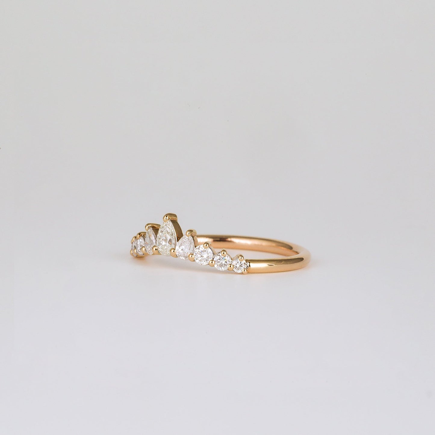 0.38 TCW Pear & Round Stones Curved Lab Grown Diamond Wedding Band