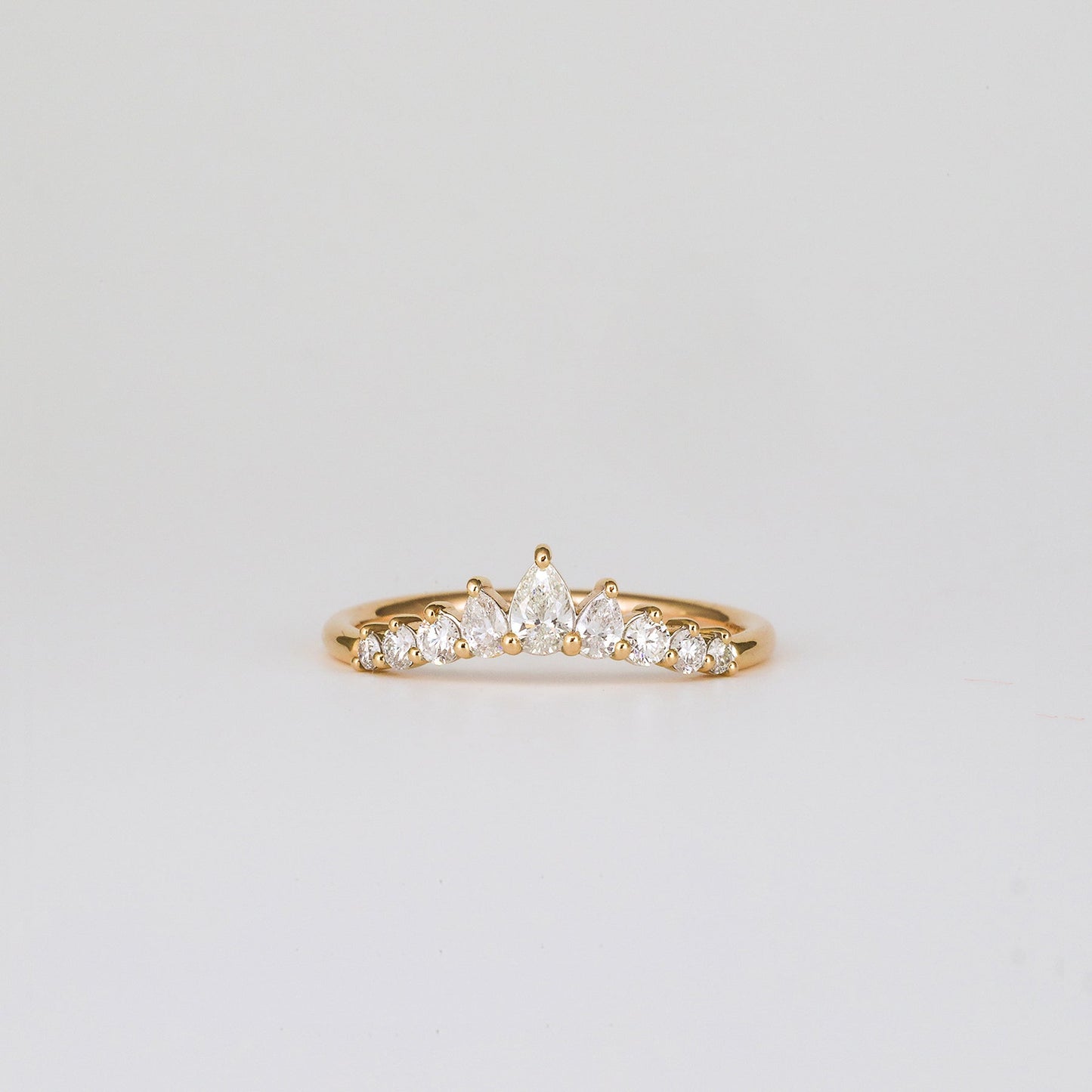 0.38 TCW Pear & Round Stones Curved Lab Grown Diamond Wedding Band