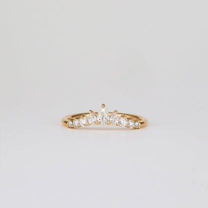 0.38 TCW Pear & Round Stones Curved Lab Grown Diamond Wedding Band