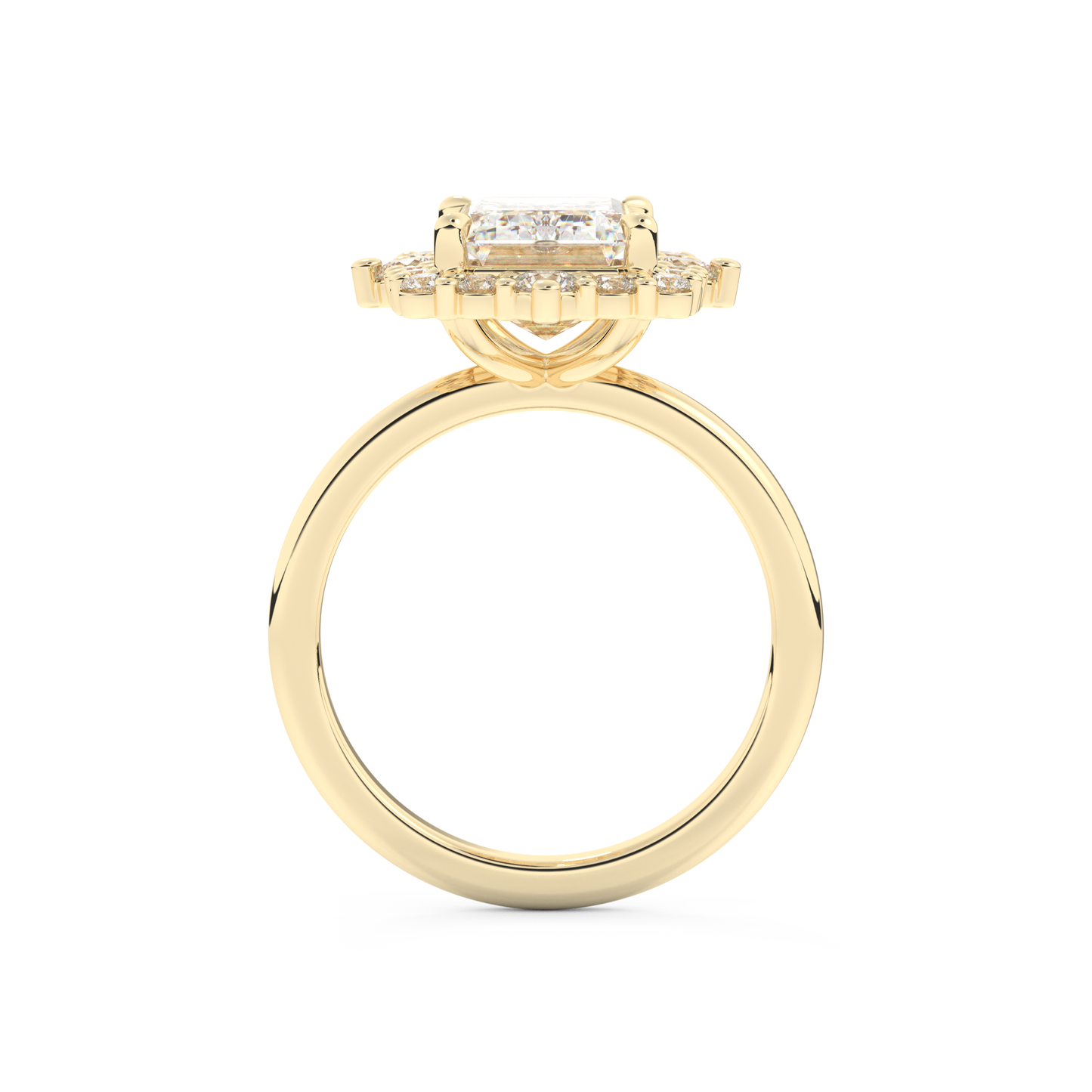 3.35 CT Emerald Moissanite Halo Engagement Ring (US Size 4.75 Ready To Ship)