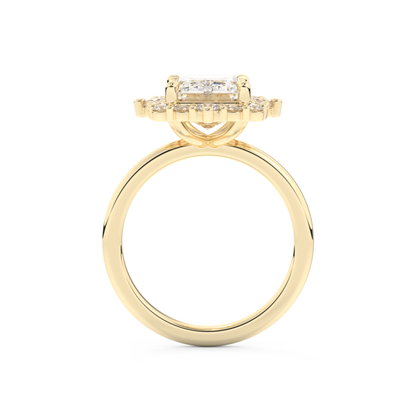 3.35 CT Emerald Moissanite Halo Engagement Ring (US Size 4.75 Ready To Ship)