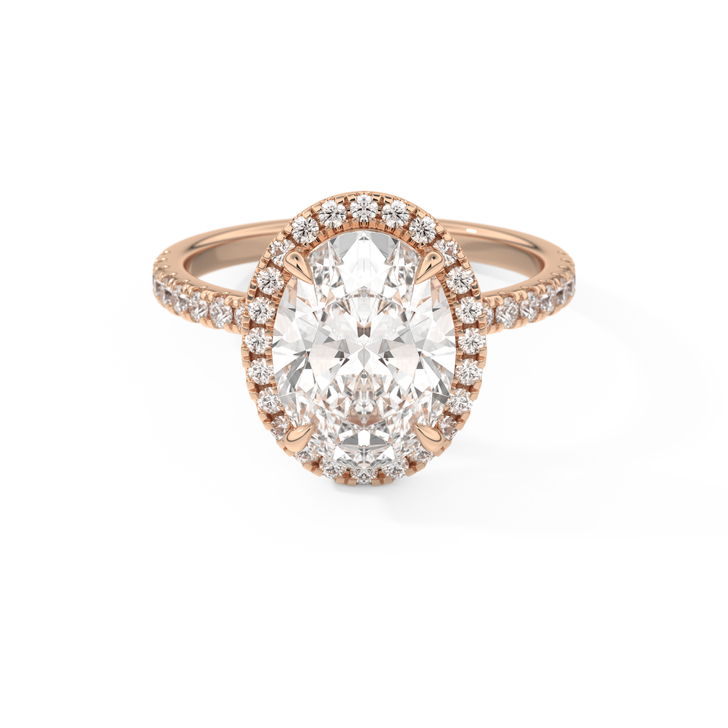 3.80 CT Oval Moissanite Halo & Pave Engagement Ring (US Size 8.5 Ready To Ship)