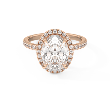 3.80 CT Oval Moissanite Halo & Pave Engagement Ring (US Size 8.5 Ready To Ship)