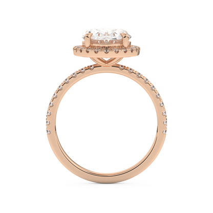 3.80 CT Oval Moissanite Halo & Pave Engagement Ring (US Size 8.5 Ready To Ship)