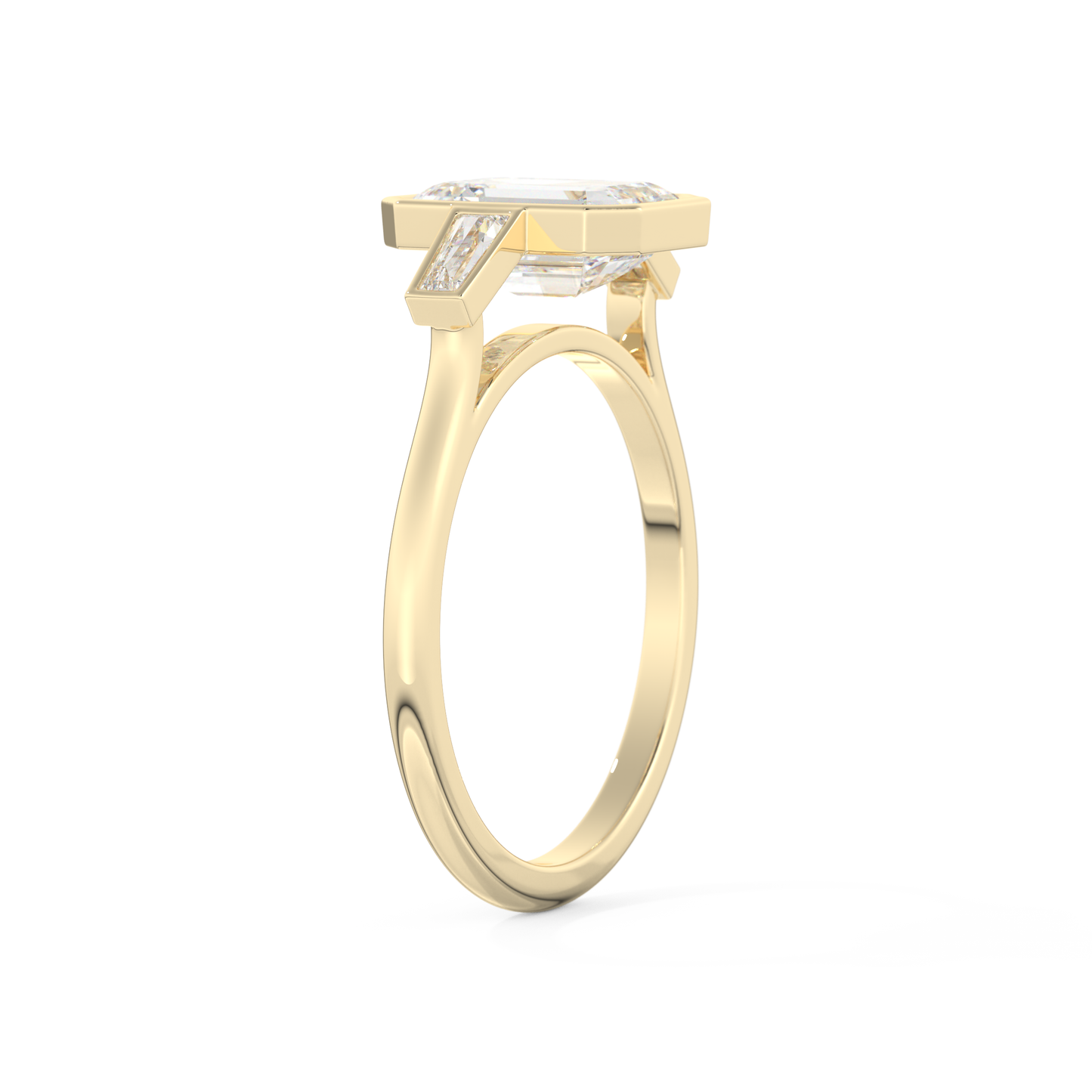 2 CT Emerald Moissanite 3 Stones Engagement Ring (US Size 7.25 Ready To Ship)