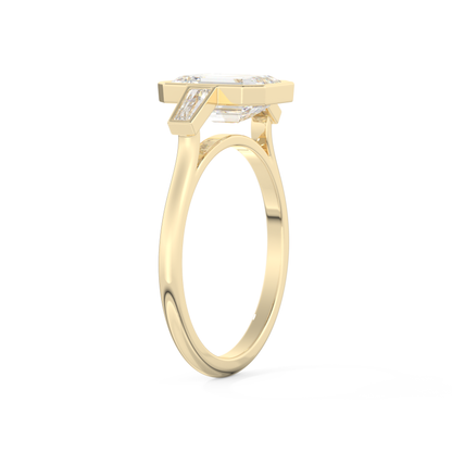 2 CT Emerald Moissanite 3 Stones Engagement Ring (US Size 7.25 Ready To Ship)