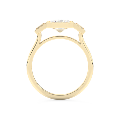 2 CT Emerald Moissanite 3 Stones Engagement Ring (US Size 7.25 Ready To Ship)