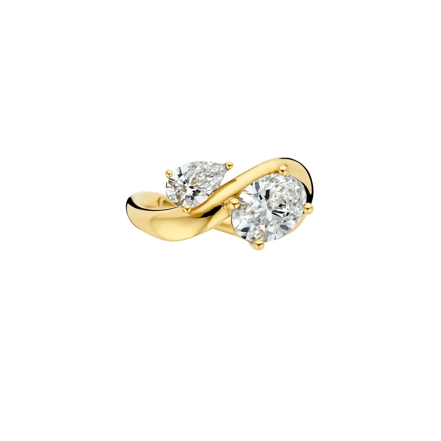 Timeless 2 CT Oval & Pear Cut Swirl Toi Eti Moi Setting Lab Grown Diamond Engagement Ring